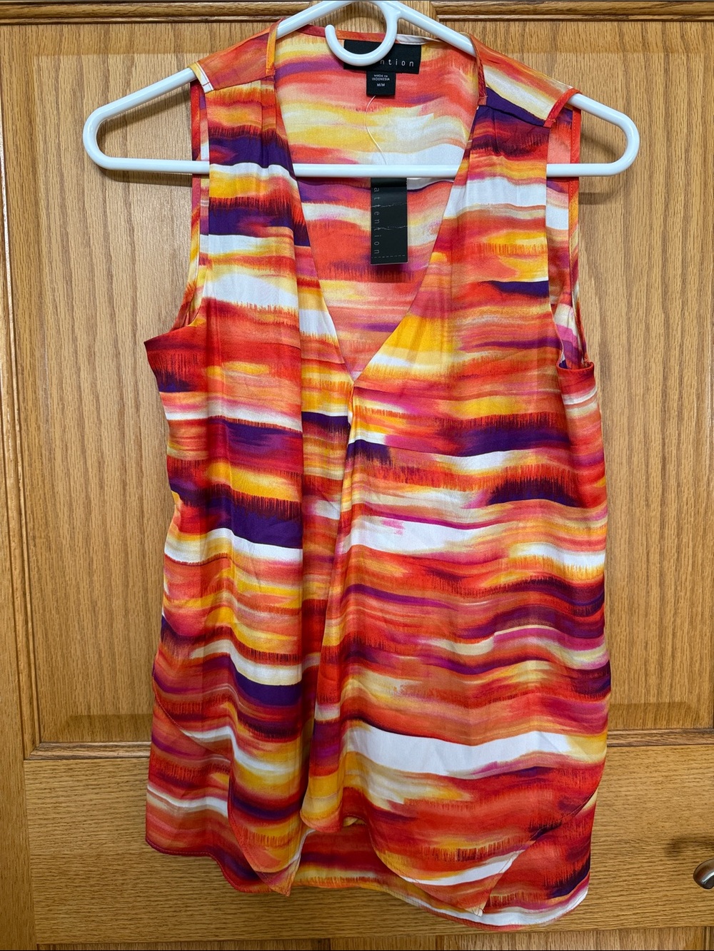 attention Multicolor Striped Sleeveless Tank Top in Red, Orange, Yellow